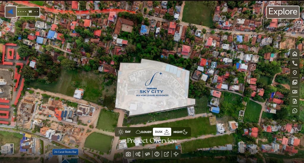 Aerial 3D location and master plan overview for Yamuna Sky City